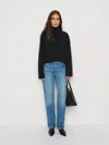 Reformation March Regenerative Wool Cropped Turtleneck In Black