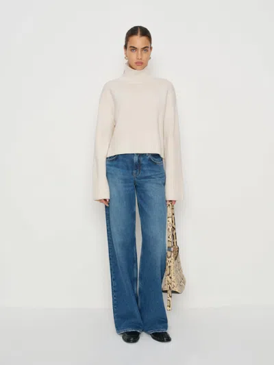 Reformation March Regenerative Wool Cropped Turtleneck In White