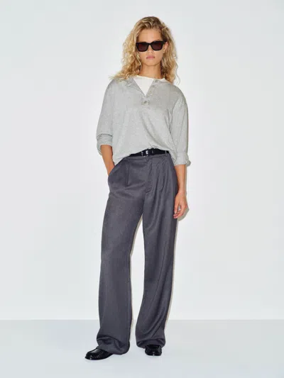Reformation Marcus Oversized Henley T-shirt Heather Grey Large In Gray