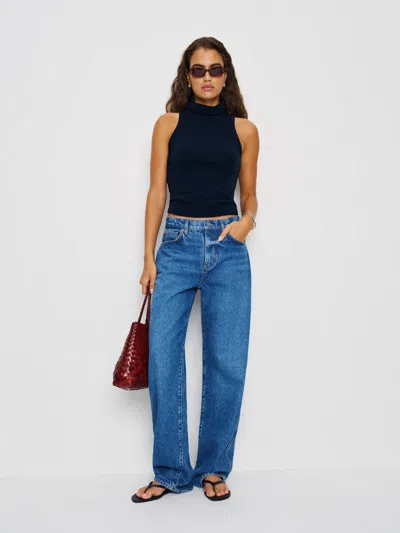 Reformation Marcy Cashmere Turtleneck Tank In Blue