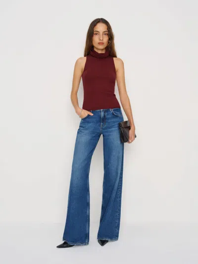 Reformation Marcy Cashmere Turtleneck Tank Top Red Xl In Burgundy