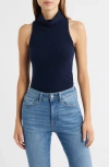 Reformation Marcy Sleeveless Cashmere Turtleneck Sweater In Blue