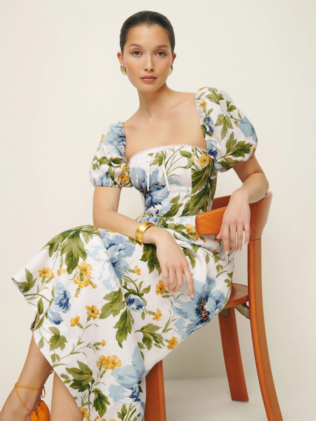 Reformation Marella Linen Dress In Botanist | ModeSens