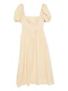 Reformation Marella Puff Sleeve Gingham Linen Midi Sundress In Yellow