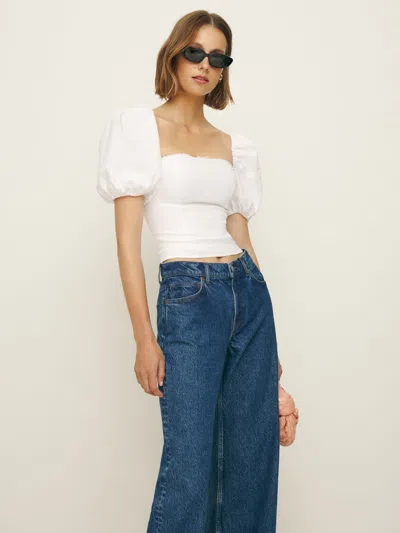 Reformation Marella Linen Top In White