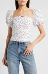 Reformation Marella Puff Sleeve Linen Top