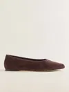 Reformation Maren Ballet Flat In Espresso Suede