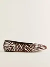 Reformation Maren Ballet Flat In Zebra Haircalf