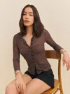 Reformation Margaret Knit Top In Choco Dot