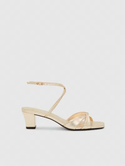 Reformation Margo Block Heeled Sandal Gold Leather 8.5