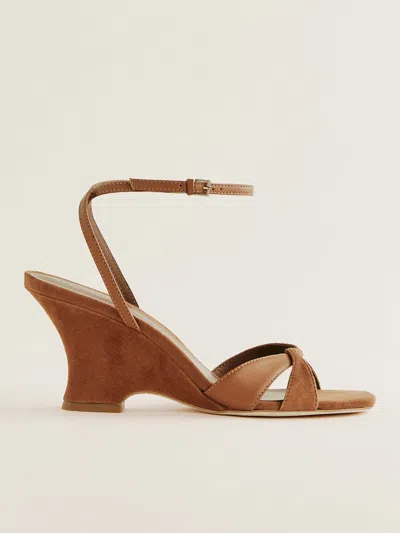 Reformation Margo Wedge Sandal In Brown
