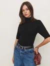 Reformation Margoax Regenerative Merino Mock Neck Sweater In Black