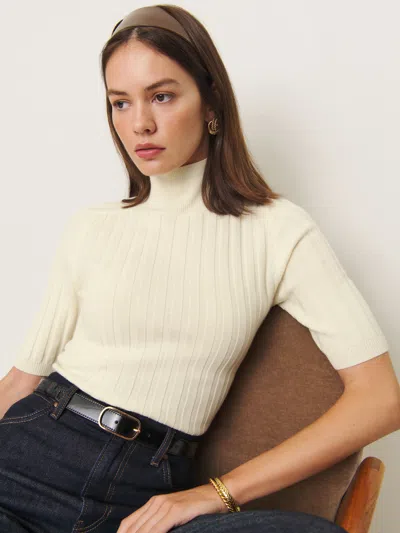 Reformation Margoax Regenerative Merino Mock Neck Sweater In Cream