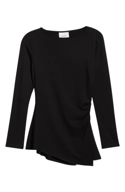 Reformation Margot Asymmetric Peplum Knit Top In Black