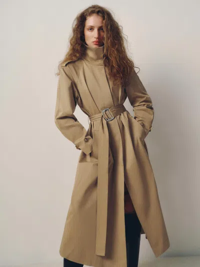 Reformation Margot Trench Coat Natural Large In Brown