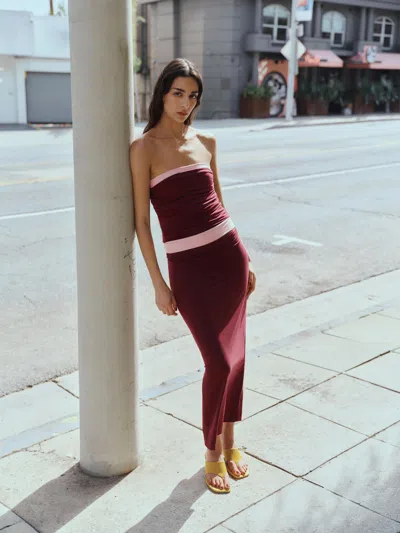 Reformation Maria Knit Skirt Red Xs In Burgundy