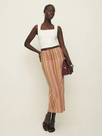 Reformation Maria Knit Skirt In Solstice Stripe