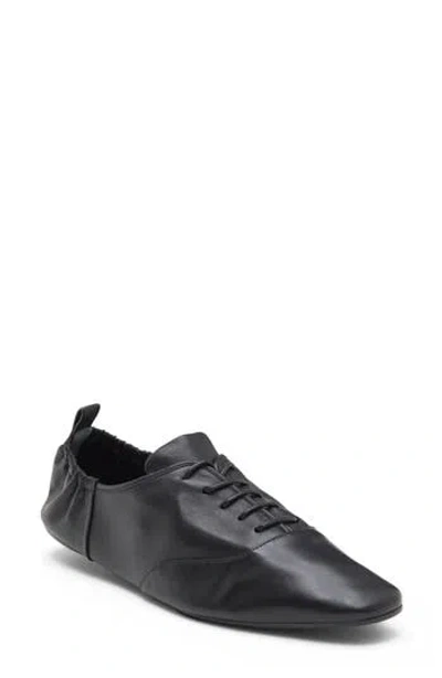 Reformation Marie Leather Lace Up Oxford In Black
