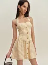 Reformation Mariela Linen Dress In Sunshine Check
