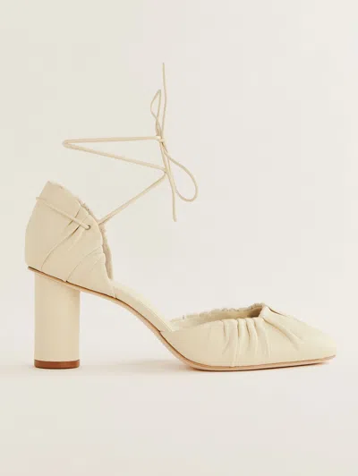 Reformation Marilena Lace Up Pump In Cream Puff Leather