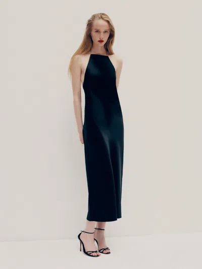 Reformation Maripaz Silk Dress Black Small In Blue