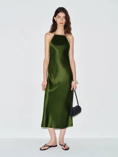 Reformation Robe En Soie Maripaz Vert L In Green
