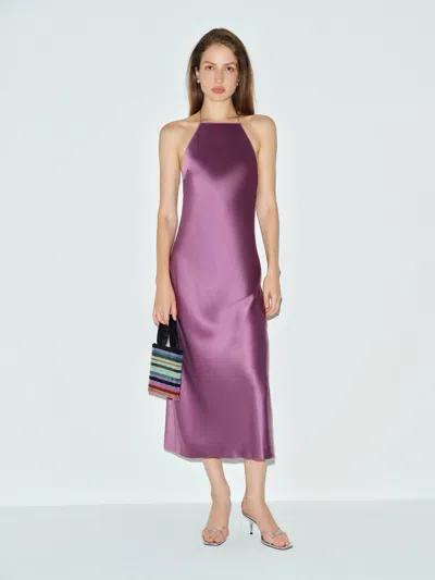 Reformation Maripaz Silk Dress Purple Xs
