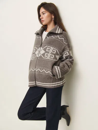 Reformation Mariposa Regenerative Wool Sweater Coat In Dormouse Arctic
