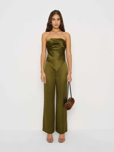 Reformation Marisol Silk Two Piece In Green