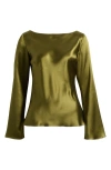 Reformation Marlow Silk Top In Green
