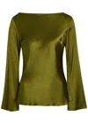 Reformation Marlow Silk Top In Green