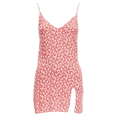 Reformation Marlowe Floral Print High Slit Mini Slip Dress In Pink