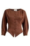 Reformation Martha Front Button Asymmetric Top In Cafe