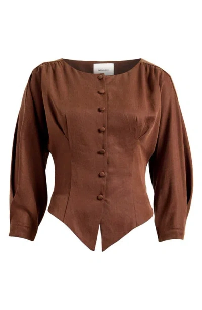 Reformation Martha Front Button Asymmetric Top In Cafe
