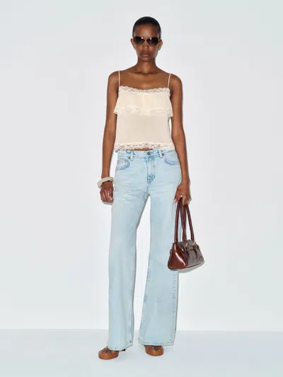 Reformation Masiey Top Ivory Lace Xs In White