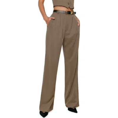 Reformation Mason High Waist Wide Leg Pants In Brown
