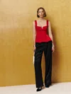 Reformation Mason Satin Pant In Black