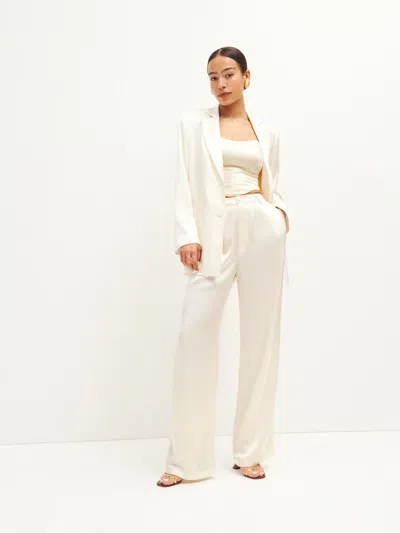 Reformation Mason Satin Pant In Fior Di Latte