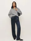 Reformation Brooklyn Cashmere Polo Sweater In Midnight