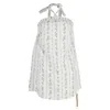 Reformation Maui Printed Mini Dress In White Linen In White