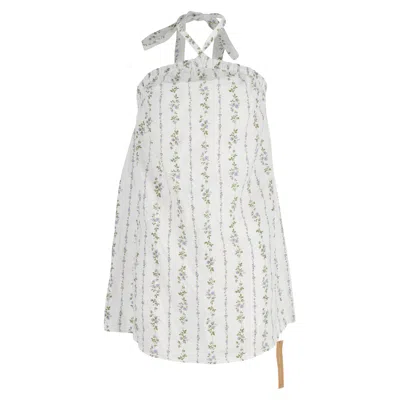 Reformation Maui Printed Mini Dress In White Linen