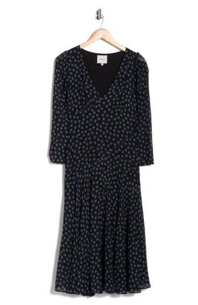 Reformation Maureen Polka Dot Long Sleeve Dress In Black