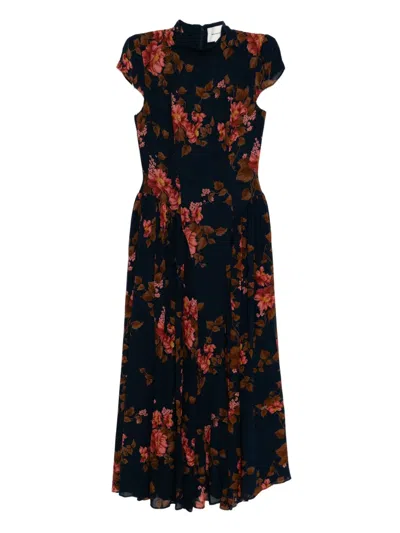 Reformation Maven Floral Print Maxi Dress In Blue