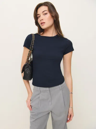 Reformation Max Slim Tee In Midnight