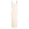 Reformation Maxi Square Neck Dress In Cream White Silk In White