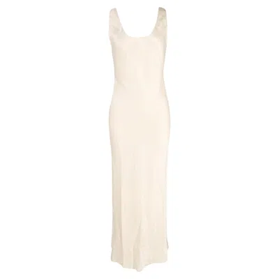 Reformation Maxi Square Neck Dress In Cream White Silk