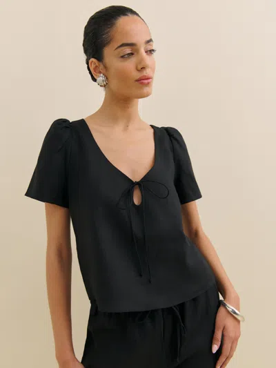 Reformation Mayla Linen Top In Noir