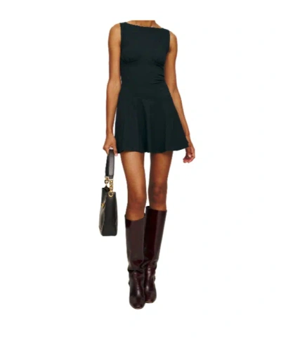 Reformation Mayve Organic-cotton Minidress In Black