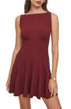 Reformation Mayve Sleeveless Knit Skater Minidress In Chianti