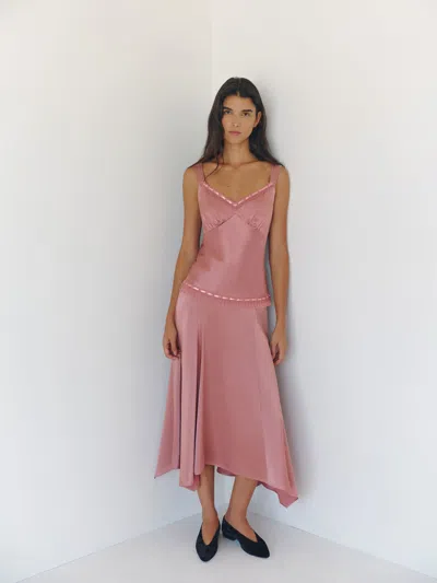 Reformation Mccall Silk Skirt Pink 0